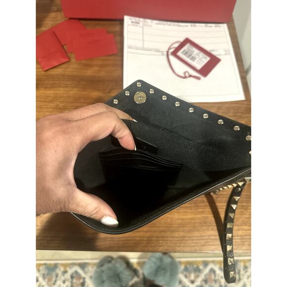 Valentino Garavani Rockstud V-Flap Leather Wristlet EUC Box,receipt + inclusions - Picture 10 of 12